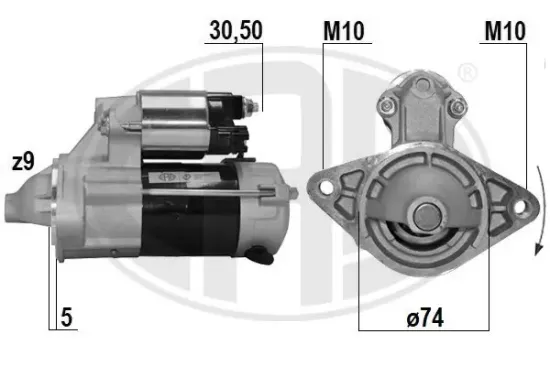 Starter 12 V 0,8 kW ERA 221082A Bild Starter 12 V 0,8 kW ERA 221082A