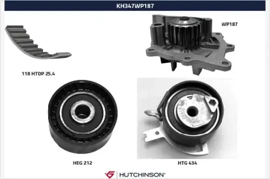 Wasserpumpe + Zahnriemensatz HUTCHINSON KH 347WP187 Bild Wasserpumpe + Zahnriemensatz HUTCHINSON KH 347WP187