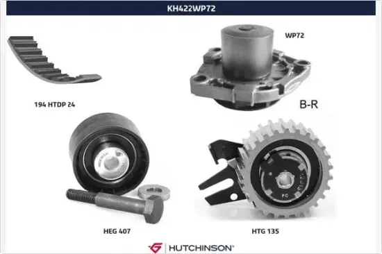 Wasserpumpe + Zahnriemensatz HUTCHINSON KH 422WP72 Bild Wasserpumpe + Zahnriemensatz HUTCHINSON KH 422WP72
