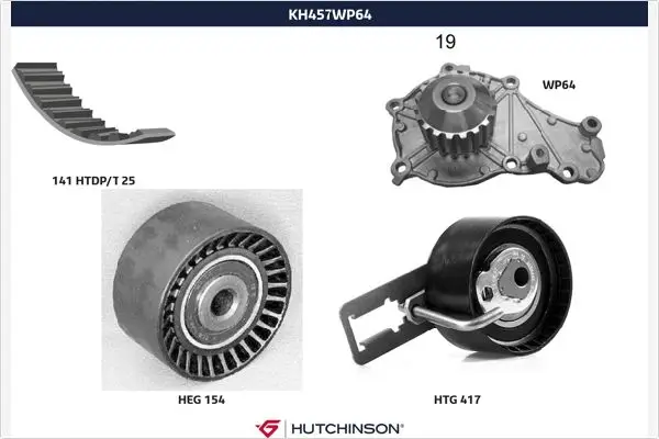Wasserpumpe + Zahnriemensatz HUTCHINSON KH 457WP64
