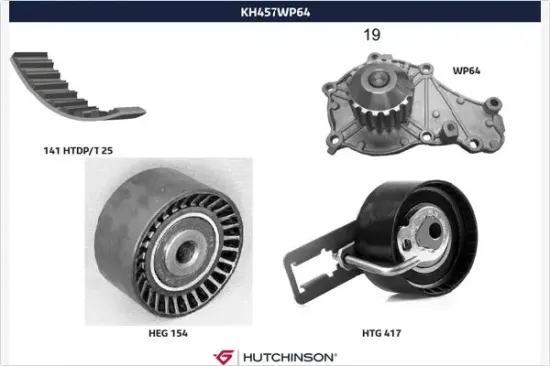 Wasserpumpe + Zahnriemensatz HUTCHINSON KH 457WP64 Bild Wasserpumpe + Zahnriemensatz HUTCHINSON KH 457WP64