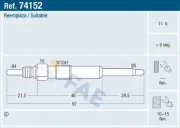 Glühkerze 11 V FAE 74152