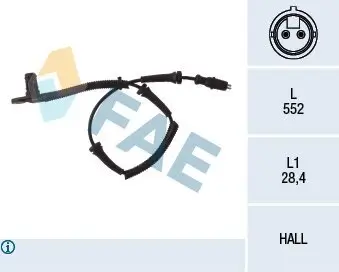 Sensor, Raddrehzahl Vorderachse FAE 78027