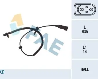 Sensor, Raddrehzahl Hinterachse rechts FAE 78035 Bild Sensor, Raddrehzahl Hinterachse rechts FAE 78035