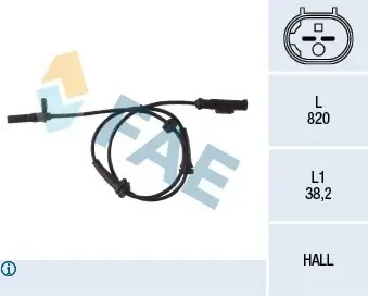 Sensor, Raddrehzahl Hinterachse rechts FAE 78050 Bild Sensor, Raddrehzahl Hinterachse rechts FAE 78050