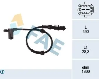 Sensor, Raddrehzahl Vorderachse FAE 78077