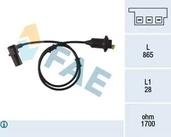 Sensor, Raddrehzahl Hinterachse FAE 78082 Bild Sensor, Raddrehzahl Hinterachse FAE 78082