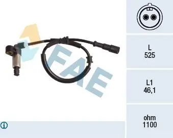 Sensor, Raddrehzahl Hinterachse rechts FAE 78191 Bild Sensor, Raddrehzahl Hinterachse rechts FAE 78191