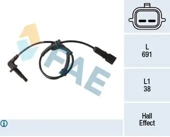 Sensor, Raddrehzahl Vorderachse rechts FAE 78273 Bild Sensor, Raddrehzahl Vorderachse rechts FAE 78273