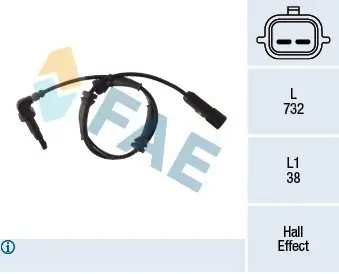 Sensor, Raddrehzahl Vorderachse links FAE 78274