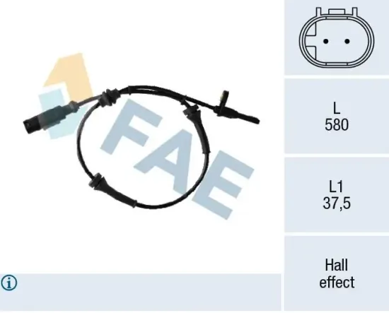 Sensor, Raddrehzahl Hinterachse FAE 78307 Bild Sensor, Raddrehzahl Hinterachse FAE 78307