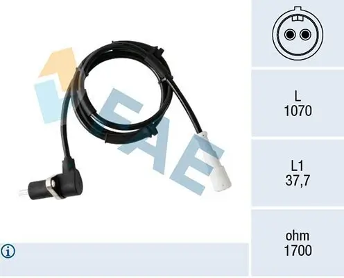 Sensor, Raddrehzahl Hinterachse rechts FAE 78388 Bild Sensor, Raddrehzahl Hinterachse rechts FAE 78388