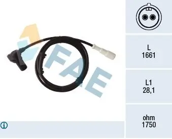 Sensor, Raddrehzahl Hinterachse rechts FAE 78409 Bild Sensor, Raddrehzahl Hinterachse rechts FAE 78409