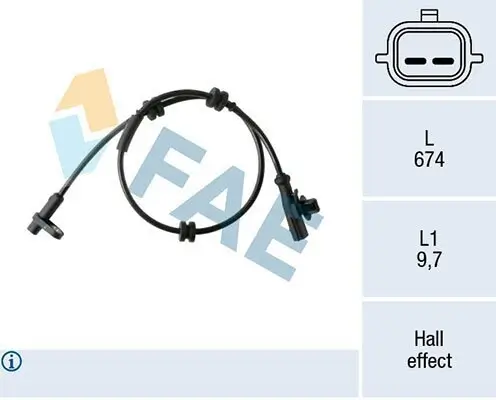 Sensor, Raddrehzahl Hinterachse FAE 78454 Bild Sensor, Raddrehzahl Hinterachse FAE 78454