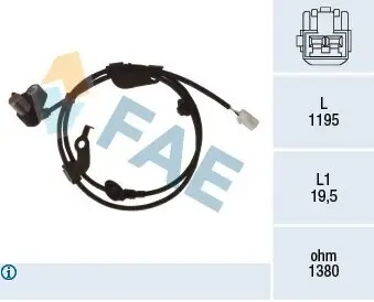 Sensor, Raddrehzahl Hinterachse rechts FAE 78474