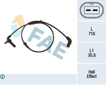 Sensor, Raddrehzahl Vorderachse links FAE 78488 Bild Sensor, Raddrehzahl Vorderachse links FAE 78488