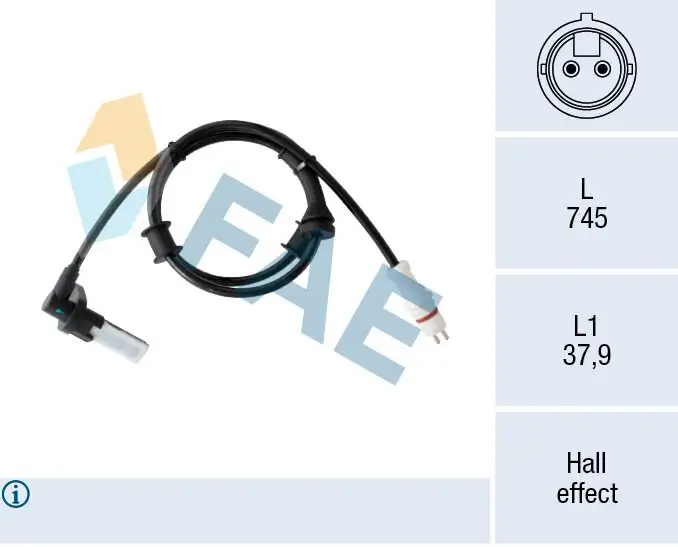Sensor, Raddrehzahl Hinterachse links FAE 78554