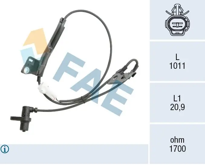 Sensor, Raddrehzahl Vorderachse rechts FAE 78561