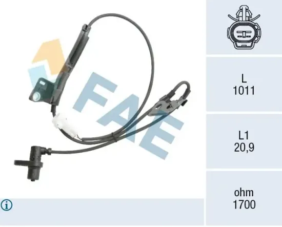 Sensor, Raddrehzahl Vorderachse rechts FAE 78561 Bild Sensor, Raddrehzahl Vorderachse rechts FAE 78561