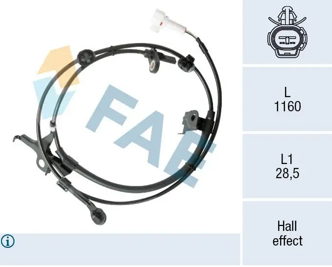 Sensor, Raddrehzahl Vorderachse rechts FAE 78572