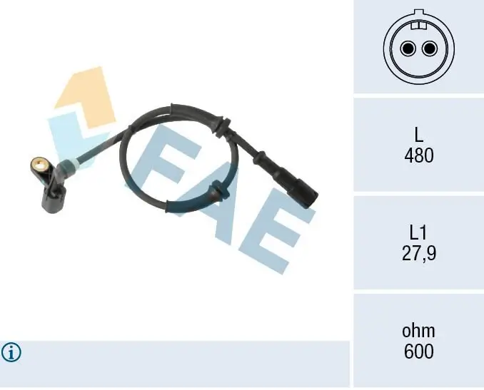 Sensor, Raddrehzahl Hinterachse rechts FAE 78574