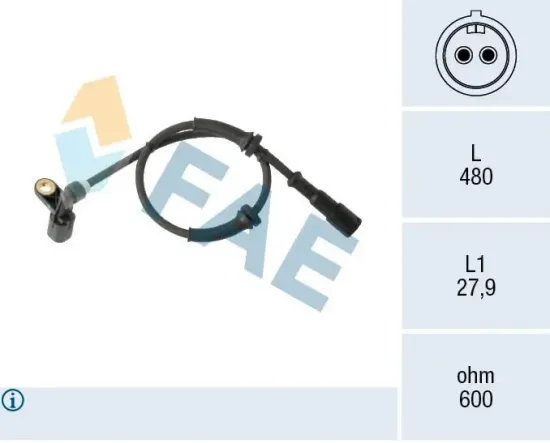 Sensor, Raddrehzahl Hinterachse rechts FAE 78574 Bild Sensor, Raddrehzahl Hinterachse rechts FAE 78574