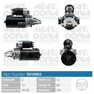 Starter 12 V 2 kW MEAT & DORIA 5010003 Bild Starter 12 V 2 kW MEAT & DORIA 5010003