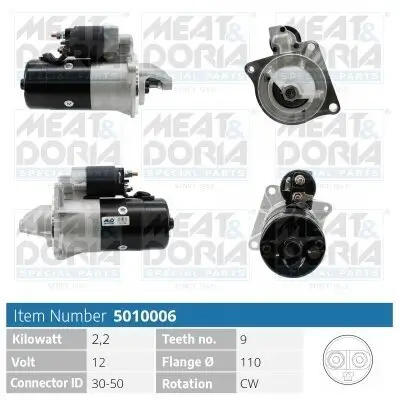 Starter 12 V 2,2 kW MEAT & DORIA 5010006 Bild Starter 12 V 2,2 kW MEAT & DORIA 5010006