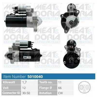 Starter 12 V 1,7 kW MEAT & DORIA 5010040