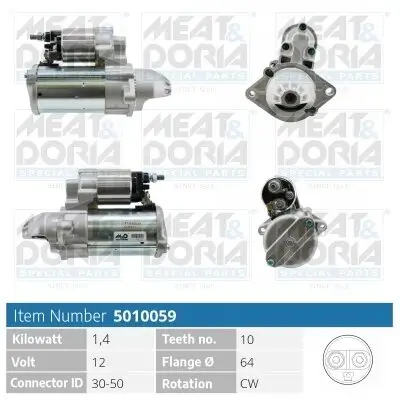 Starter 12 V 1,4 kW MEAT & DORIA 5010059 Bild Starter 12 V 1,4 kW MEAT & DORIA 5010059