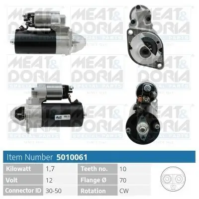 Starter 12 V 1,7 kW MEAT & DORIA 5010061