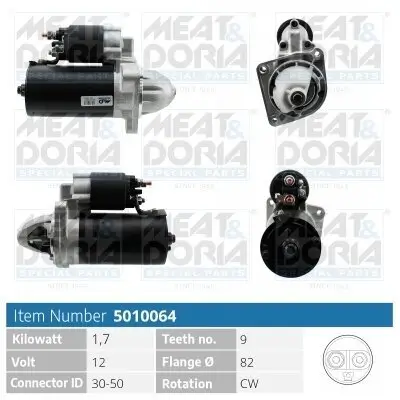 Starter 12 V 1,7 kW MEAT & DORIA 5010064 Bild Starter 12 V 1,7 kW MEAT & DORIA 5010064