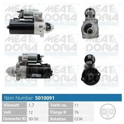 Starter 12 V 1,7 kW MEAT & DORIA 5010091