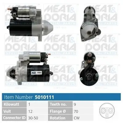 Starter 12 V 1 kW MEAT & DORIA 5010111