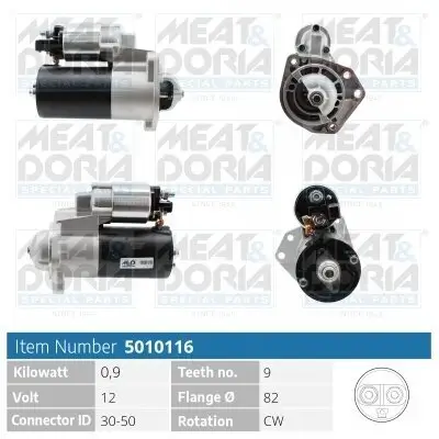 Starter 12 V 0,9 kW MEAT & DORIA 5010116