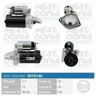 Starter 12 V 1,1 kW MEAT & DORIA 5010146 Bild Starter 12 V 1,1 kW MEAT & DORIA 5010146