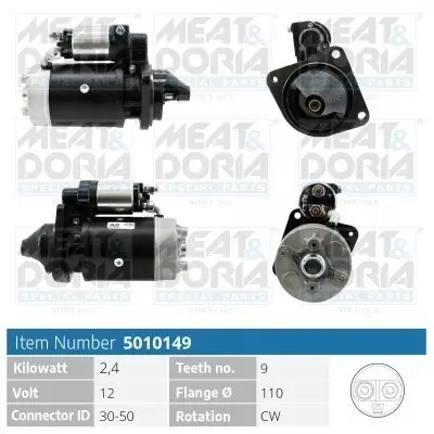 Starter 12 V 2,4 kW MEAT & DORIA 5010149 Bild Starter 12 V 2,4 kW MEAT & DORIA 5010149