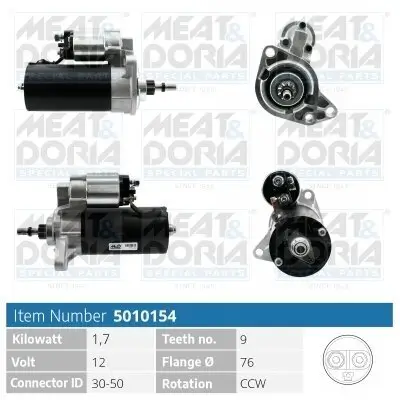 Starter 12 V 1,7 kW MEAT & DORIA 5010154 Bild Starter 12 V 1,7 kW MEAT & DORIA 5010154