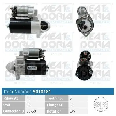 Starter 12 V 1,1 kW MEAT & DORIA 5010181