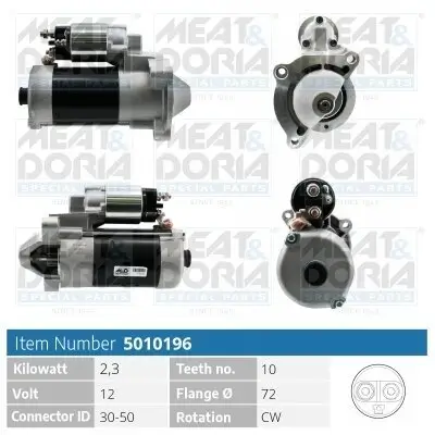 Starter 12 V 2,3 kW MEAT & DORIA 5010196 Bild Starter 12 V 2,3 kW MEAT & DORIA 5010196