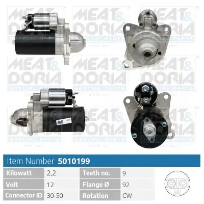 Starter 12 V 2,2 kW MEAT & DORIA 5010199 Bild Starter 12 V 2,2 kW MEAT & DORIA 5010199