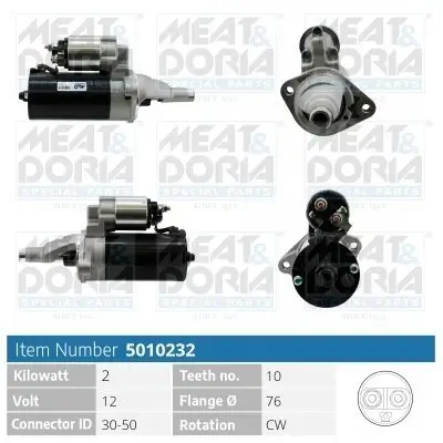 Starter 12 V 2 kW MEAT & DORIA 5010232