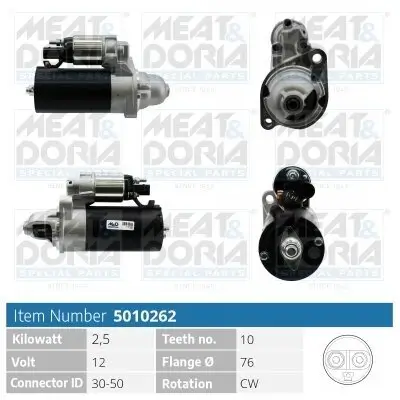 Starter 12 V 2,5 kW MEAT & DORIA 5010262 Bild Starter 12 V 2,5 kW MEAT & DORIA 5010262