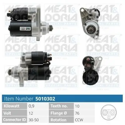 Starter 12 V 0,9 kW MEAT & DORIA 5010302