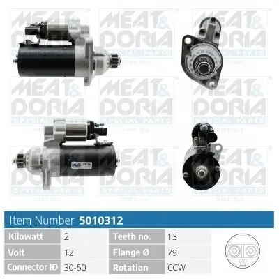 Starter 12 V 2 kW MEAT & DORIA 5010312