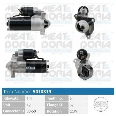 Starter 12 V 1,4 kW MEAT & DORIA 5010319 Bild Starter 12 V 1,4 kW MEAT & DORIA 5010319