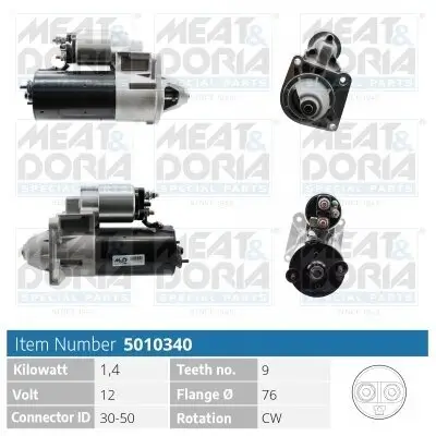 Starter 12 V 1,4 kW MEAT & DORIA 5010340