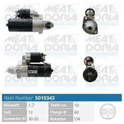 Starter 12 V 1,7 kW MEAT & DORIA 5010343