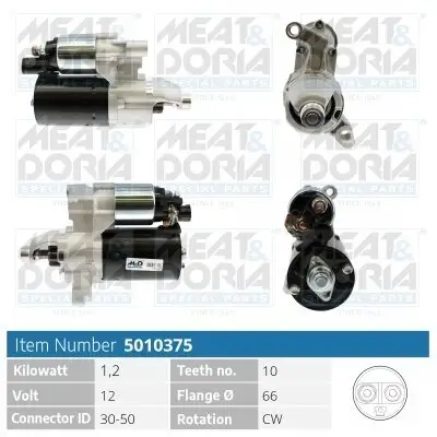 Starter 12 V 1,2 kW MEAT & DORIA 5010375 Bild Starter 12 V 1,2 kW MEAT & DORIA 5010375