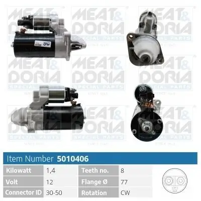 Starter 12 V 1,4 kW MEAT & DORIA 5010406